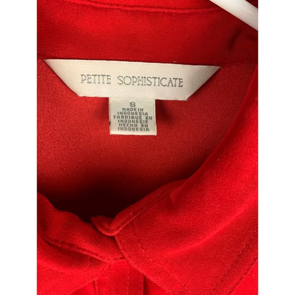 Petite Sophisticate Women's Size S Solid Red Button-up Shirt - Picture 3 of 6